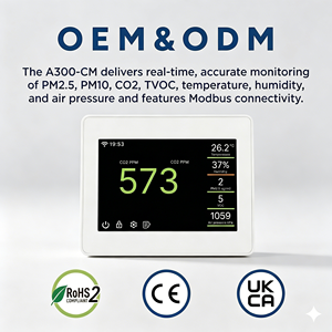 เซ็นเซอร์วัดคุณภาพอากาศแบบเลเซอร์ NDIR CO2 ความแม่นยำสูง อายุการใช้งานยาวนาน เครื่องทดสอบอากาศ 8-in-1 สำหรับ PM1.0/<span class=keywords><strong>2.5</strong></span>/10 VOCs บันทึกข้อมูล เครื่องวัดคุณภาพอากาศ - Product Image 1