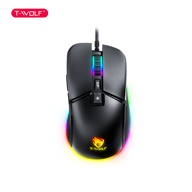 T-WOLF G590 Wired Gaming Mouse with RGB Lighting Programmable Buttons Ergonomic Design for PC Gamers