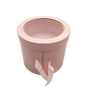 Di lusso di trasporto Personalizzato fiore rotondo scatola rosa Rotonda Doppi Strati di Rotazione Parrucca Scatola di Imballaggio con il Nastro - Product Image 1