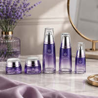 Ensemble d'emballages cosmétiques en verre sur mesure, 120 ml, 100 ml, 40 ml, 50 g, 30 g, flacon et pot à crème avec impression de logo