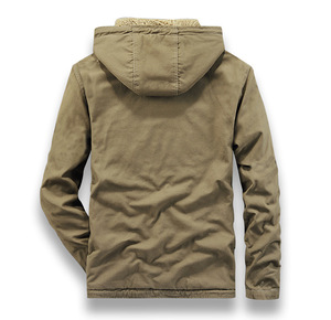 2023 Winter <strong>Men's</strong> Bomber <strong>Jacket</strong> Plus <strong>Velvet</strong> Padded Deck Cotton Hooded Solid Color Casual <strong>Jacket</strong> for Autumn - Product Image 5