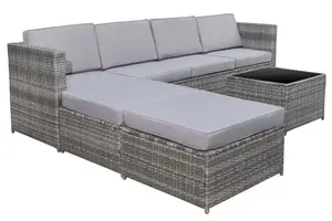 विस्टीरिया लेन 7-टुकड़ा बाहरी पैटिको फर्नीचर सेट करें हल्के हरे रंग के सभी मौसम विकर रतन सेशनल सोफा एल्यूमीनियम टेक लकड़ी - Product Image 3