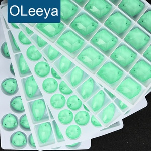 OLeeya Nuevo Cristal de Estrás Verde Fluorescente Neón Cósmico de Base Plana para Coser, Pedrería de Cristal para Joyería - Product Image 2