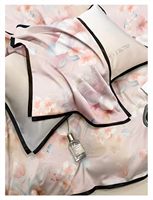 Parure de lit moderne en fibre de Lyocell 4 pièces avec imprimé floral personnalisé, technique de tissage 300TC, effet rafraîchissant