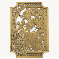 Panneau mural en aluminium gravé CNC de style chinois personnalisé avec un motif d'éléphant et de lotus