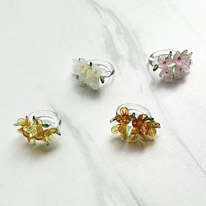 Bague en verre artisanale Zibo, fleur en verre, fleur artificielle, ornement créatif fait main, cadeau exclusif pour marché de nuit - Product Image 4