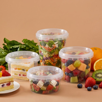 500ml 600ml 800ml 1000ml PP Plastic voedselbewaarbak met afsluitdeksel, rond, wegwerpbaar, voor salade, fruit, cake, dessert en andere voedingsmiddelen