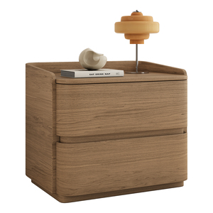 Mesita de Noche de Lujo con Almacenamiento de Madera Maciza y Cuero Genuino, Mobiliario de Dormitorio Minimalista Moderno de Alta Gama Italiano 2025 - Product Image 5