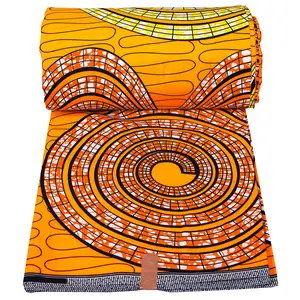 2024 New Polyester African Indian Ankara Printed Batik Fabric Hot Stamping Wax Clothing Fabric Wholesale for women dress