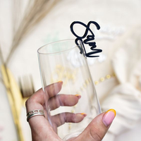Marqueur de verre à cocktail rond en acrylique PMMA écologique, étiquette personnalisée pour verre à vin avec finition miroir doré et logo personnalisé pour usage en café