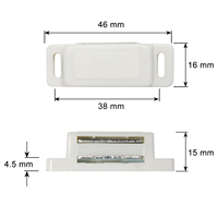 Loquet magnétique puissant en plastique blanc et fer de 46 mm de longueur pour portes de placards en bois, armoires de cuisine et meubles