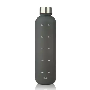 Taza de viaje reutilizable hidrato botella de agua de color 32oz marcador de tiempo viaje gimnasio beber vasos de plástico al aire libre