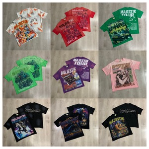 Camiseta de Manga Corta para Hombre, Estilo Urbano, Estampado Retro Graffiti, Lavado Ácido, 100% Algodón, Talla Grande, Marca Majstik - Product Image 2
