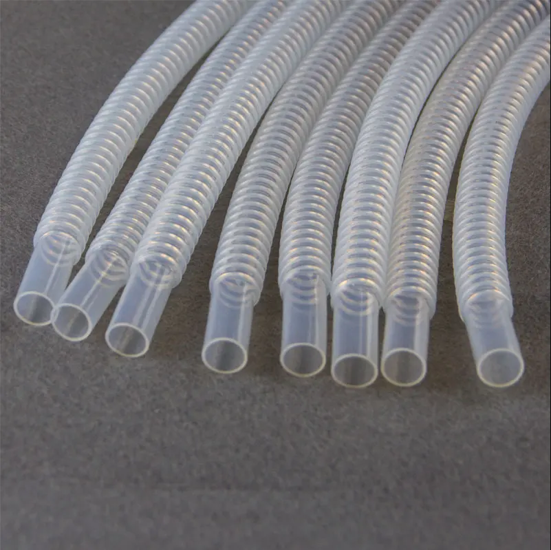 PTFE नालीदार ट्यूब 4mm ID. x 6mm आयुध डिपो. अर्ध-स्पष्ट सफेद ptfe जटिल ट्यूब