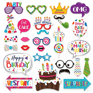 Divertenti Accessori per Foto di Compleanno per Bambini in PVC, Occhiali <span class=keywords><strong>con</strong></span> Corona Colorata, <span class=keywords><strong>Baffi</strong></span> e Cartello, Kit per Feste Riutilizzabile, Impermeabile e Infrangibile - Product Image 1
