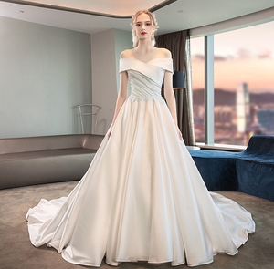 Fashion design bianco duchessa 50d * 75d <span class=keywords><strong>raso</strong></span> lucido spandex tessuto per abito da sposa - Product Image 2