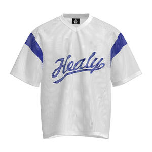 Camiseta Deportiva HEALY Retro Americana de Manga Corta con Cuello en V, Malla Transpirable y Paneles en Contraste - Product Image 1