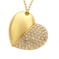 Venta al por mayor joyería USB pendrive Metal diamante amor forma de corazón llave USB 2,0 3,0 memoria Flash disco de almacenamiento