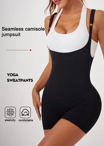 Combinaison de sport sans manches pour femme, couleur unie, séchage rapide, en Spandex/Nylon, coupe ajustée, idéale pour l'entraînement et la gym - Product Image 3
