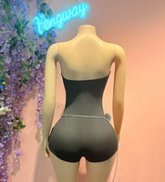 Combinaison short sans manches pour femme, couleur unie, style bustier, été 2026
