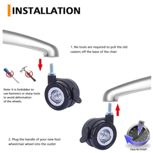Modern 2.5 Inch 60mm PU 360 Swivel Hollow Hubless Screw Brake Casters 35kg Silent Eco Durable Office Chair <b>Replacement</b> <b>Wheels</b> - Product Image 5