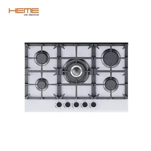 Kitchen Appliances Factory Built in White Glass Gas Cooker With 5 Burner Estufas Empotrables