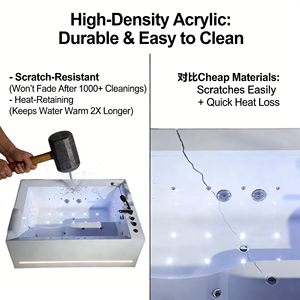 <span class=keywords><strong>Vasca</strong></span> Idromassaggio Freestanding per 2 Persone con Scarico Centrale, Stile Giapponese, Massaggio Whirlpool, Colore Bianco Opaco - Product Image 5