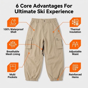 Pantaloni da <span class=keywords><strong>Sci</strong></span> Cargo AQTQ da Uomo, Vestibilità Ampia, Vita Elastica, Stile Casual e Streetwear, Pantaloni Larghi per Snowboard e Attività all'Aperto - Product Image 3