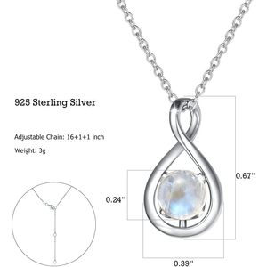 Infinity Pendant <b>Necklace</b> Sterling Silver Opal Stone Women's Fine Jewelry Anniversary Birthday Gift - Product Image 2
