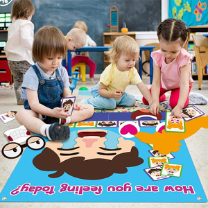 Ensemble de cartes émotionnelles en feutre de coton moderne pour l'apprentissage des expressions faciales et des émotions, à suspendre <span class=keywords><strong>au</strong></span> <span class=keywords><strong>mur</strong></span> - Product Image 1