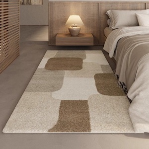 Tapis de chevet pour chambre à coucher, tapis antidérapant en fausse fourrure de cachemire tissé à motif géométrique pour salon, canapé, table basse, balcon - Product Image 5