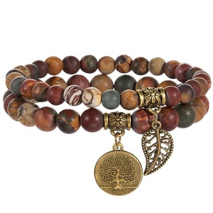 Nouveau <span class=keywords><strong>Bracelet</strong></span> <span class=keywords><strong>de</strong></span> perles <span class=keywords><strong>de</strong></span> pierres précieuses semi-précieuses naturelles <span class=keywords><strong>Arbre</strong></span> <span class=keywords><strong>de</strong></span> <span class=keywords><strong>vie</strong></span> et breloque <span class=keywords><strong>de</strong></span> feuille Chakra Energy Healing Stretch Double Row <span class=keywords><strong>Bracelet</strong></span> - Product Image 3