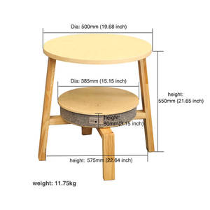 Pieds en bois massif, chargement sans fil, Table basse ronde, meubles modernes intelligents, <span class=keywords><strong>Hifi</strong></span>, Table d'appoint, haut-parleurs, musique, Table basse - Product Image 3