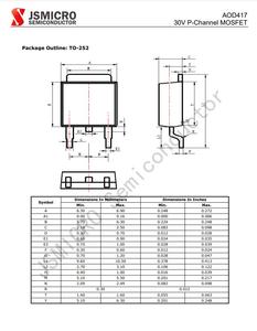 Aod417 D417 40A 30V p-kênh MOSFET Transistor - Product Image 6