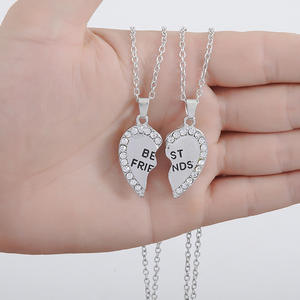 Set di 2 Collane dell'Amicizia Creative con Ciondolo a Forma di Cuore con Due Petali e Diamante per Migliori <span class=keywords><strong>Amici</strong></span> - Product Image 4
