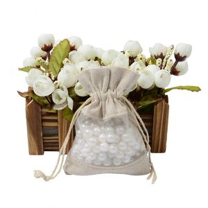 Custom Organic Cotton <b>Drawstring</b> <b>Pouch</b> Bag Small Jute Burlap with Organza Window Recyclable for Sock Packaging - Product Image 3