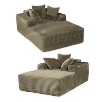 Fauteuil de lecture moderne Camel surdimensionné en velours côtelé, sans structure, avec assise profonde en éponge, convertible en canapé-lit, 3 coussins, pour appartement