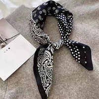En gros Foulard carré en polyester et soie satinée imprimé, petit accessoire de mode polyvalent pour femme, pour cheveux, cou et sac, à motifs artistiques