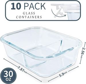 Glass Food <b>Storage</b> Container Microwavable Back to School Transparent Modern Kitchen Container - Product Image 2