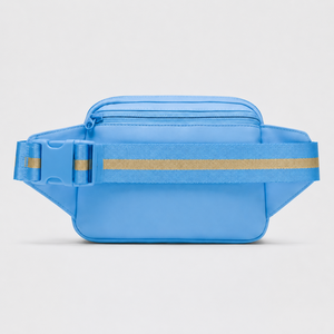 USA Warehouse 2L Solid Nylon Fanny Pack Gold Zipper Wide Strap Yoga Crossbody Waist Bag For Gym Running Daily Travel - Product Image 5