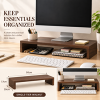 Support d'écran en bois de noyer à un seul niveau, organiseur de bureau, étagère de rangement pour ordinateur portable et bureau