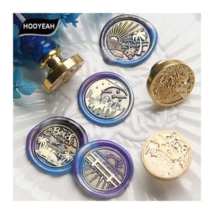 סדרת יומן נסיעות חותם וינטג להגדיר פליז מוצק גילוף עם קצה זהב מלא טיפ רטרו שעווה חתונות משרד diy שימוש סיטונאי - Product Image 1