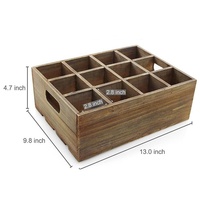 Boîte de rangement pour bouteilles de bière en bois rustique brun vintage à 12 emplacements avec poignée