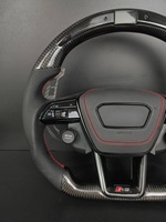 Volant en fibre de carbone pour Audi S4 S5 S6 S7 A3 A4 A5 A6 A7 Q3 Q5 Q7, volant sport en cuir perforé personnalisé
