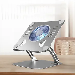 Oubosi Aluminum Alloy Abs Desktop Fan Computer Stand Foldable 17Inch Tablet Holder Laptop Stand Holder With Fan