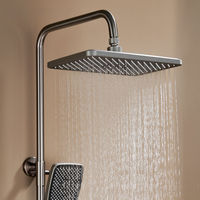 Juego de Grifería Termostática para Ducha con Pantalla Digital de Diseño de Lujo, Sistema de Ducha de Lluvia con Doble Cabezal, Acabado Cromado, Montaje en Pared, Moderno para Baño