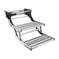 Escalier pliant électrique CAPEXRV 451 mm pour camping-car, marches simples/doubles avec éclairage LED et capacité de charge de 200 kg pour camping-cars, caravanes et remorques