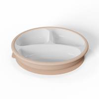 Ensemble d'assiettes et de bols pour bébé à motifs de dessins animés modernes, en porcelaine et silicone, sans BPA, passe au micro-ondes, passe au lave-vaisselle, antidérapant, avec ventouse