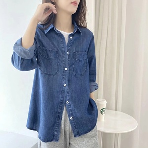Femmes petit ami Jeans chemises Denim Blouses Cowboy tunique hauts coréen été printemps Cardigan veste Western <span class=keywords><strong>chemise</strong></span> - Product Image 2