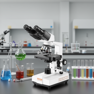 Microscopio Compuesto Binocular Vevor 40X-2500X con Iluminación LED, Plataforma Mecánica, Enfoque Manual, para Uso en Laboratorio - Product Image 2